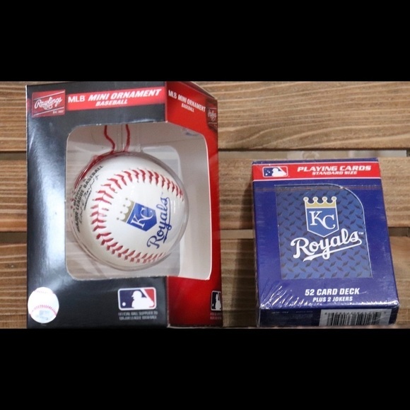 MLB KC Mini Baseball Ornament & Playing Cards set - Picture 1 of 8